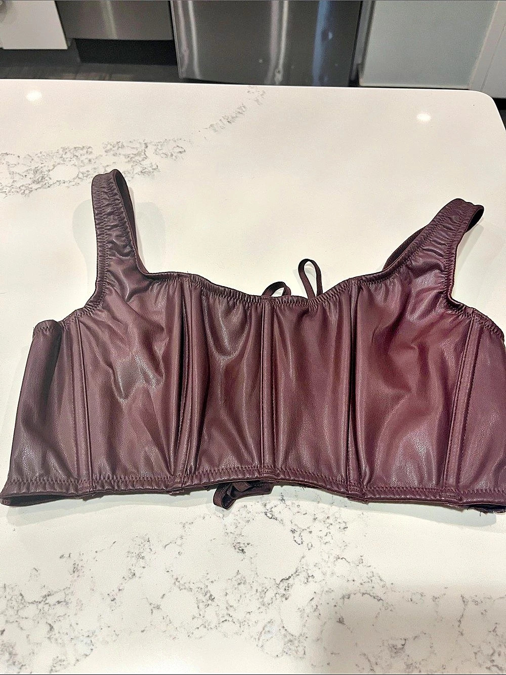 Victoria's Secret Very Sexy Faux Leather Mini Corset Top wine color S-DD/P-DD/C